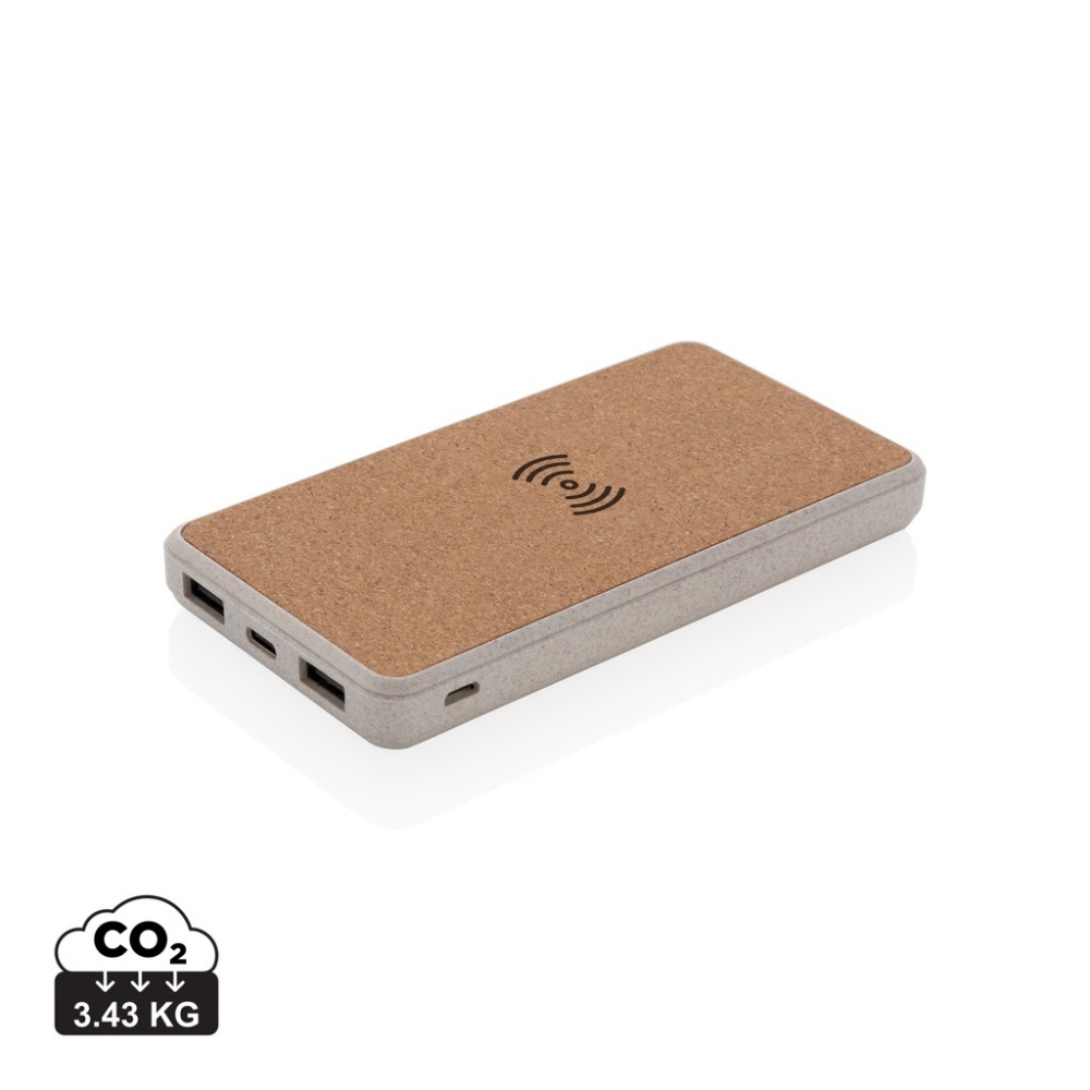 Logotrade ärikingituse foto: Korgi- ja nisukõrrega 8000 mAh 5W juhtmevaba akupank