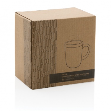 Logotrade reklaamkingi foto: Valge äärega keraamiline kruus 300ml