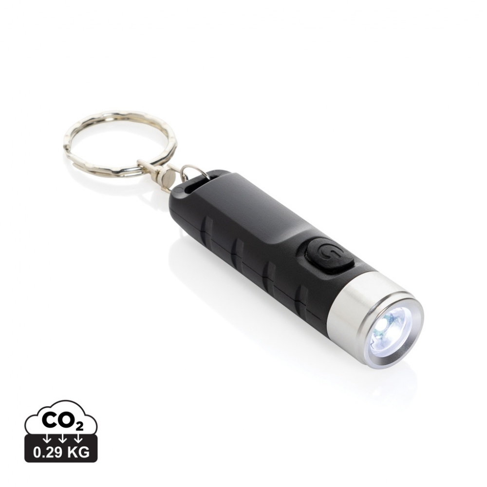 Logotrade ärikingi foto: Globix RCS taaskasutatud plastist USB taaslaetav võtmehoidja taskulamp