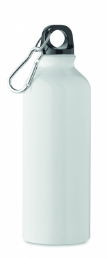 Logo trade ärikingi pilt: Taaskasutatud alumiiniumist valmistatud ühekordse seinaga joogipudel 500 ml karabiiniga