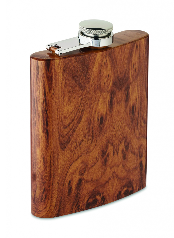 Logotrade firmakingituse foto: Puiduimitatsiooniga plasku 190 ml