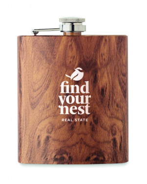 Logotrade firmakingi foto: Puiduimitatsiooniga plasku 190 ml
