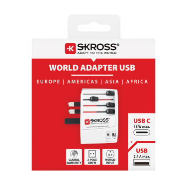 Logo trade ärikingituse pilt: SKROSS World Travel Adapter MUV 2-pooluseline USB A ja C-ga