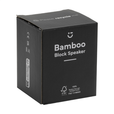 Logo trade firmakingi pilt: Bamboo Block kõlar koos juhtmevaba laadijaga