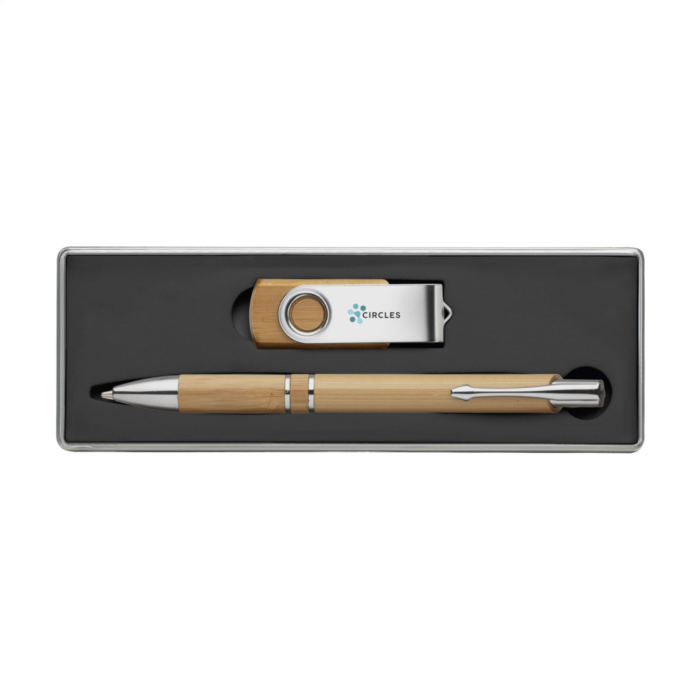 Logo trade reklaamtoote pilt: Bambusesr Connect kinkekomplekt mälupulgaga 8 GB