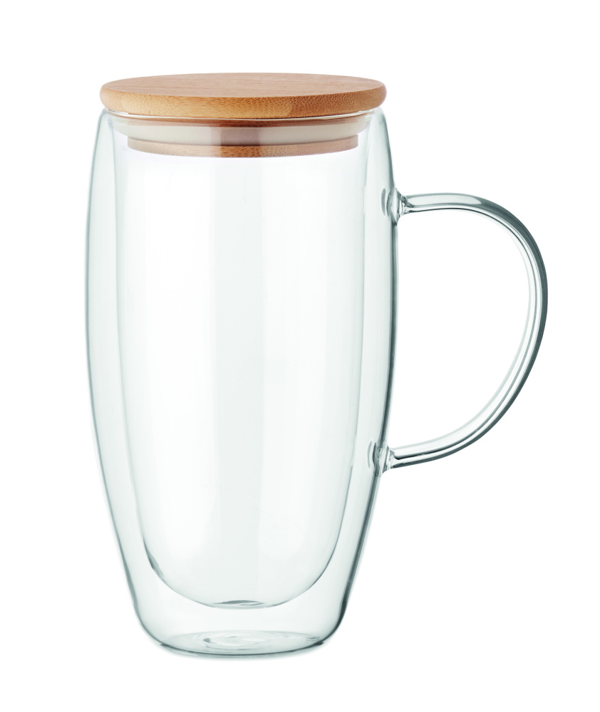 Logotrade reklaamkingitused pilt: Topeltseinaga klaasist kruus kaanega 450ml