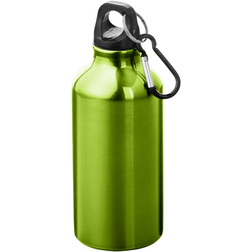 Logotrade mainoslahja tuotekuva: Oregon 400 ml:n alumiininen vesipullo karabiinikoukulla