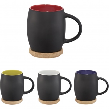Logotrade liikelahjat kuva: Heart 400 ml keraaminen muki puisella kannella/alustalla