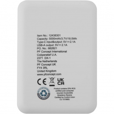Logotrade liikelahja tuotekuva: Asama 5 000 mAh:n Type-C-varavirtalähde kierrätetystä muovista