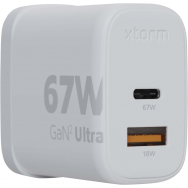 Logotrade mainoslahja tuotekuva: Xtorm XEC067G GaN² Ultra 67 W seinälaturi – Iso-Britannian pistoke