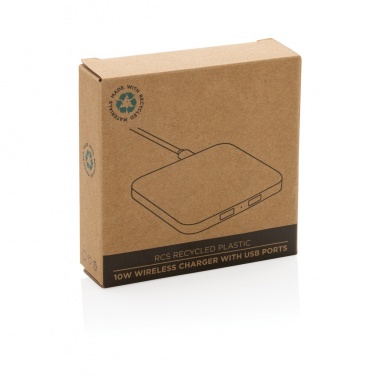 Logo trade mainostuote kuva: RCS 10W langaton laturi USB porteilla kierrätetystä muovista