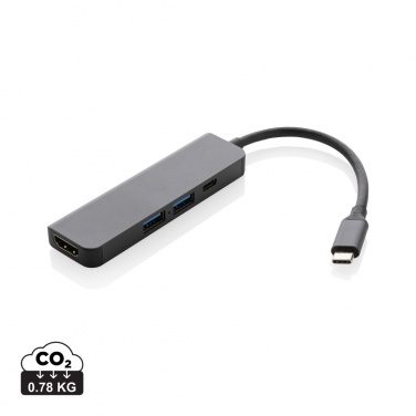 Logo trade liikelahjat mainoslahjat kuva: Terra hub HDMI tulolla kierrätetystä alumiinista