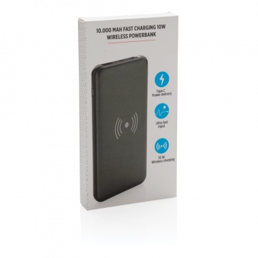 Logotrade liikelahja tuotekuva: 10 000 mAh:n 10W langaton PD-varavirtalähde