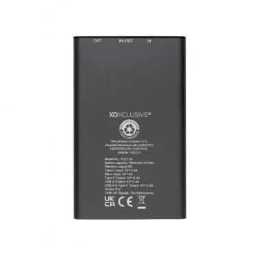 Logo trade mainoslahja ja liikelahja tuotekuva: Terra RCS alumiininen 5000 mAh 5w langaton varavirtalähde