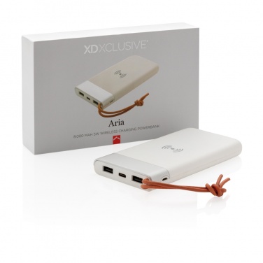 Logotrade liikelahjat mainoslahjat tuotekuva: Aria 8000 mAh 5 W:n langaton varavirtalähde