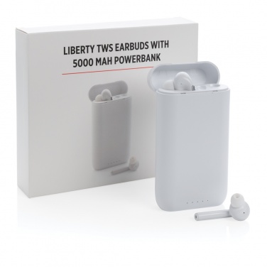 Logo trade mainoslahja ja liikelahja tuotekuva: Liberty TWS nappikuulokkeet 5.000 mAh varavirtalähteellä