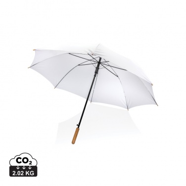 Logo trade liikelahja kuva: 27" Impact AWARE™ RPET 190T auto-open bambusateenvarjo