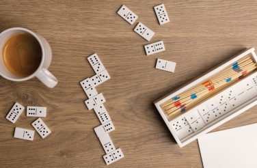 Logotrade mainoslahjat ja liikelahjat tuotekuva: Deluxe mikado/domino puisessa laatikossa