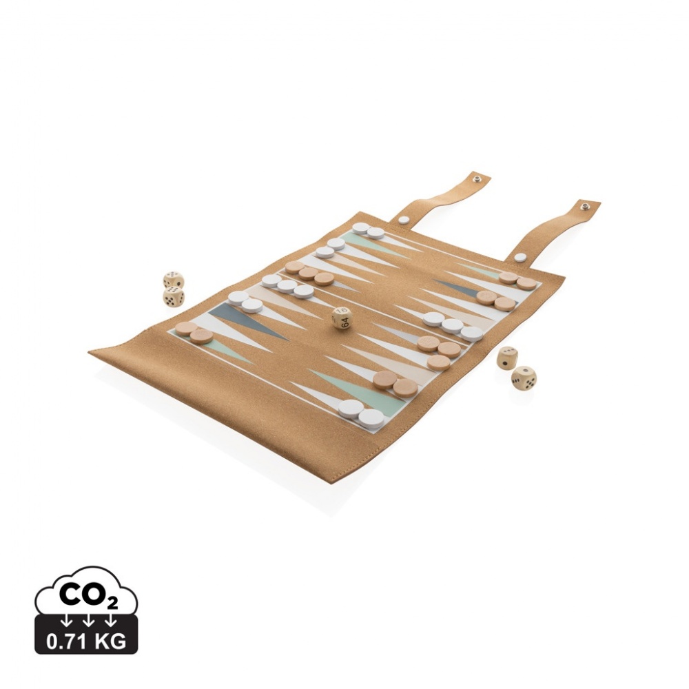 Logo trade mainoslahjat ja liikelahjat kuva: Britton taitettava backgammon -ja tammipelisetti korkista