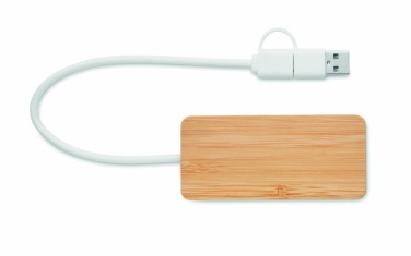 Logo trade mainoslahjat tuotekuva: 3 portin USB-keskitin bambua