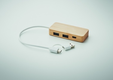 Logotrade liikelahjat kuva: 3 portin USB-keskitin bambua