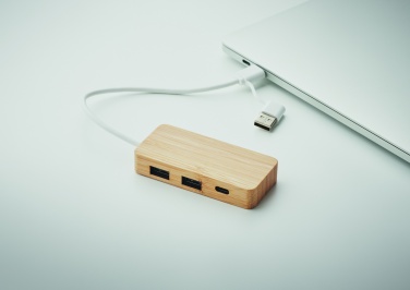 Logotrade liikelahja mainoslahja kuva: 3 portin USB-keskitin bambua