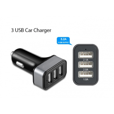Logotrade mainoslahjat ja liikelahjat tuotekuva: Autolaturi 3 USB-portilla