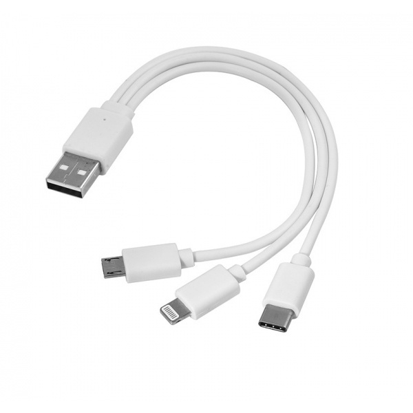 Logotrade mainoslahja ja liikelahja kuva: 3 in 1 USB-kaapeli tyyppi c + micro USB + lightning