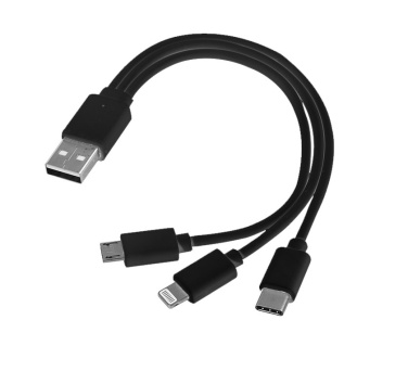 Logotrade liikelahja mainoslahja kuva: 3 in 1 USB-kaapeli tyyppi c + micro USB + lightning