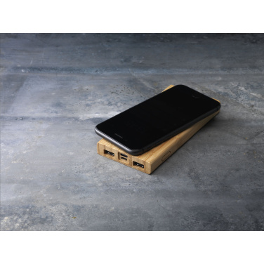 Logotrade liikelahja mainoslahja kuva: Bamboo 8000 Wireless Powerbank langaton laturi