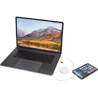 Logo trade liikelahja mainoslahja tuotekuva: Citala kierrätysmuovinen 40 W:n ja 90 cm:n sisäänvedettävä datasynkronoiva 5-in-1-pikalatauskaapeli