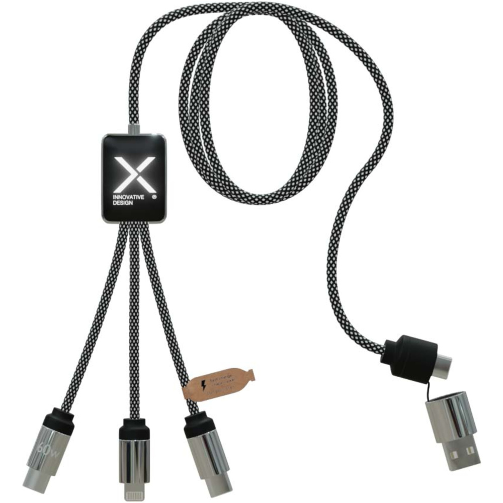 Logotrade liikelahjat kuva: SCX.design C33 60 W:n Type-C-latauskaapeli, jossa on kaksi valaistua logoa