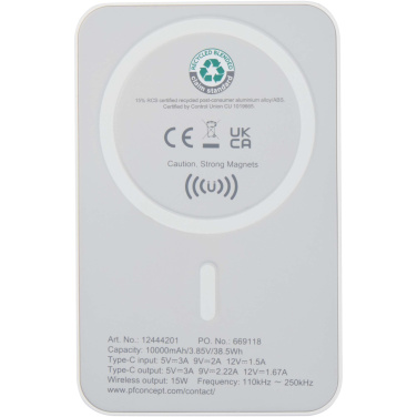 Logotrade verslo dovanos nuotrauka: „Acrab“ 10 000 mAh 15 W magnetinė belaidė išorinė baterija su 20 W PD – pagaminta iš perdirbto plastiko
