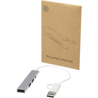 Logotrade verslo dovanos nuotrauka: „Alkaid“ 4 prievadų perdirbto aliuminio USB-A ir C tipo šakotuvas su dviguba įvestimi