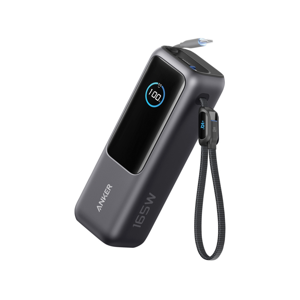 Logotrade dovana nuotrauka: „Anker“ išorinė baterija 25 000 mAh 165 W, įmontuotas ištraukiamas laidas