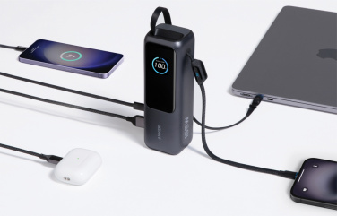 Logotrade dovana nuotrauka: „Anker“ išorinė baterija 25 000 mAh 165 W, įmontuotas ištraukiamas laidas
