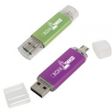Logotrade biznesa dāvanas foto: Metāla un plastmasas OTG USB zibatmiņa
