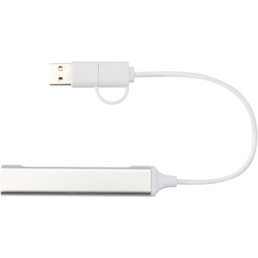 Logotrade dāvanas foto: Alkaid 4 portu pārstrādāta alumīnija USB-A un C tipa centrmezgls ar divām ieejām