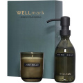 Wellmark Discovery 250 ml roku ziepju dozators un 150 g aromātisko sveču komplekts, Melns