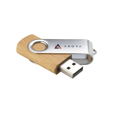 Лого трейд pекламные подарки фото: USB Twist Bamboo 16 ГБ