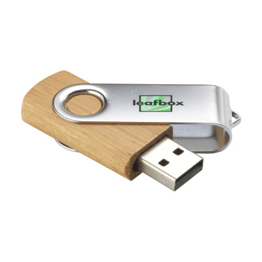 Лого трейд pекламные продукты фото: USB Twist Bamboo со склада 16 ГБ