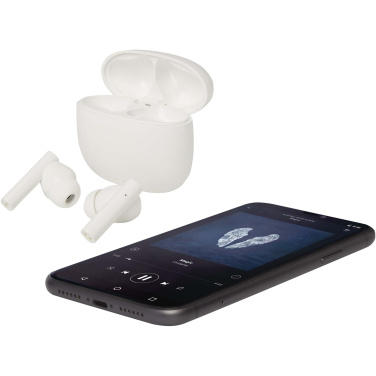 Логотрейд бизнес-подарки картинка: Alterf гарнитура True Wireless Bluetooth® из переработанной пластмассы с силиконовыми амбушюрами
