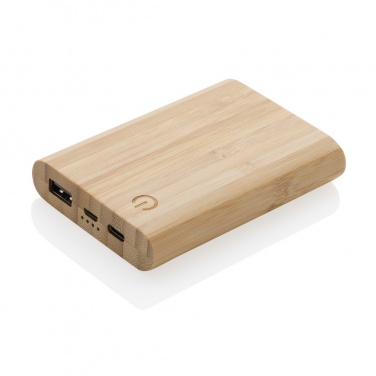 Logotrade profilreklam bild: 5.000 mAh powerbank i bambu