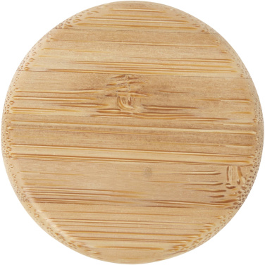 Logotrade reklamprodukter bild: Lume 500 ml matt glasflaska av silikatglas med bambulock