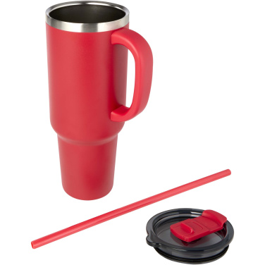 Logotrade profilprodukter bild: Sydney dubbelväggig vakuumisolerad kopparmugg med sugrör, 1 200 ml