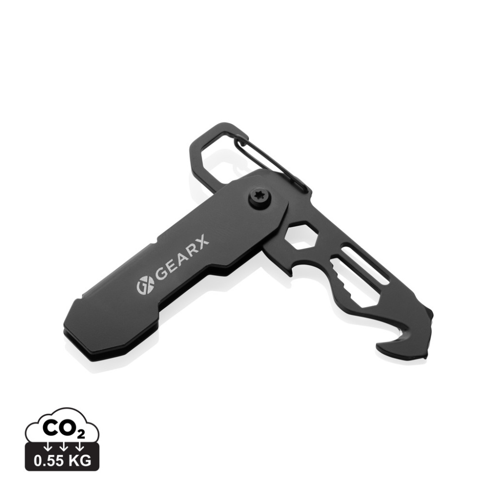 Logotrade reklamprodukter bild: Gear X hopfällbart EDC-verktyg med karbinhake