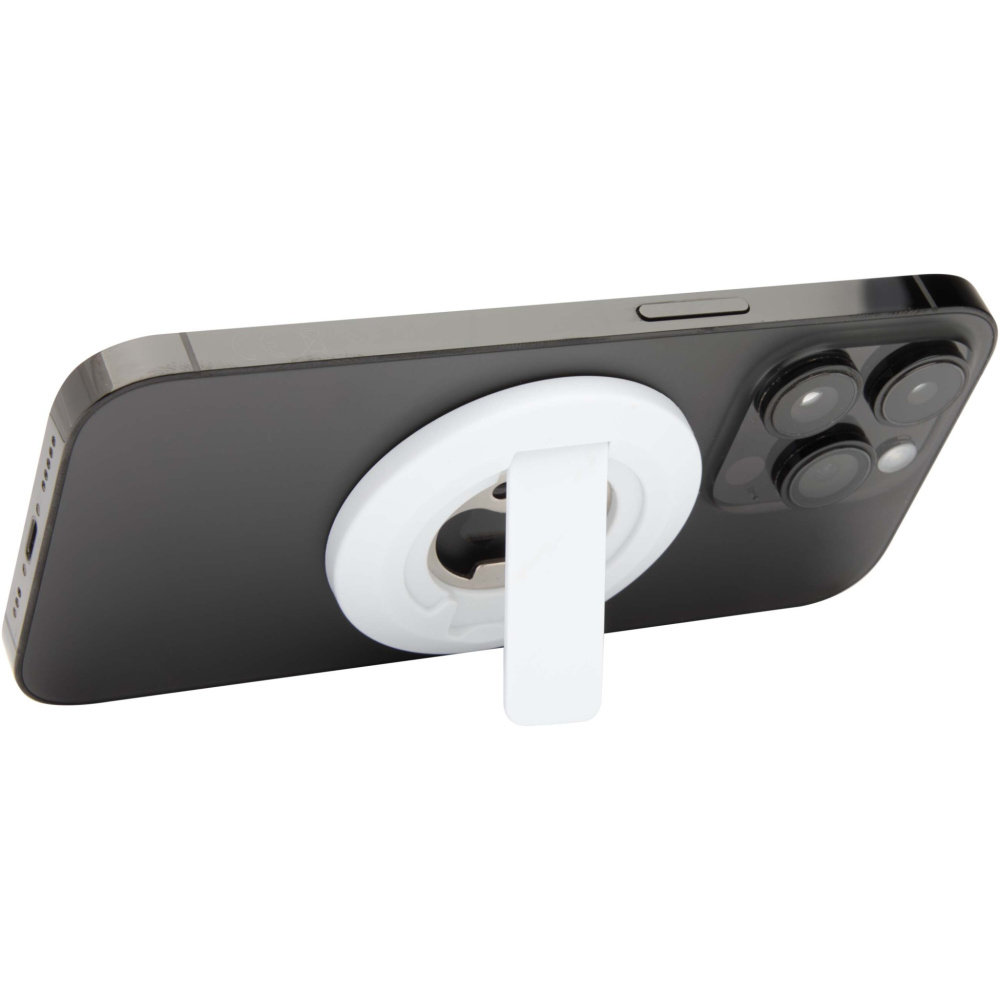 Logotrade profilprodukter bild: Ain magnetiskt telefonställ av återvunnen plast med flasköppnare 