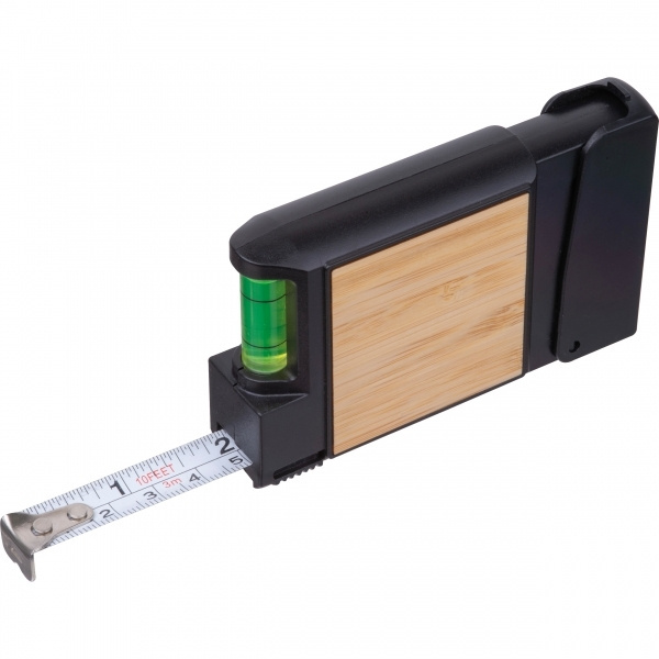 Logotrade profilprodukter bild: 3-meters måttband med vattenpass HALIFAX