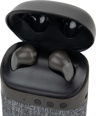 Logotrade reklamprodukter bild: Bluetooth-högtalare HF01 med inbyggda hörlurar 2 i 1
